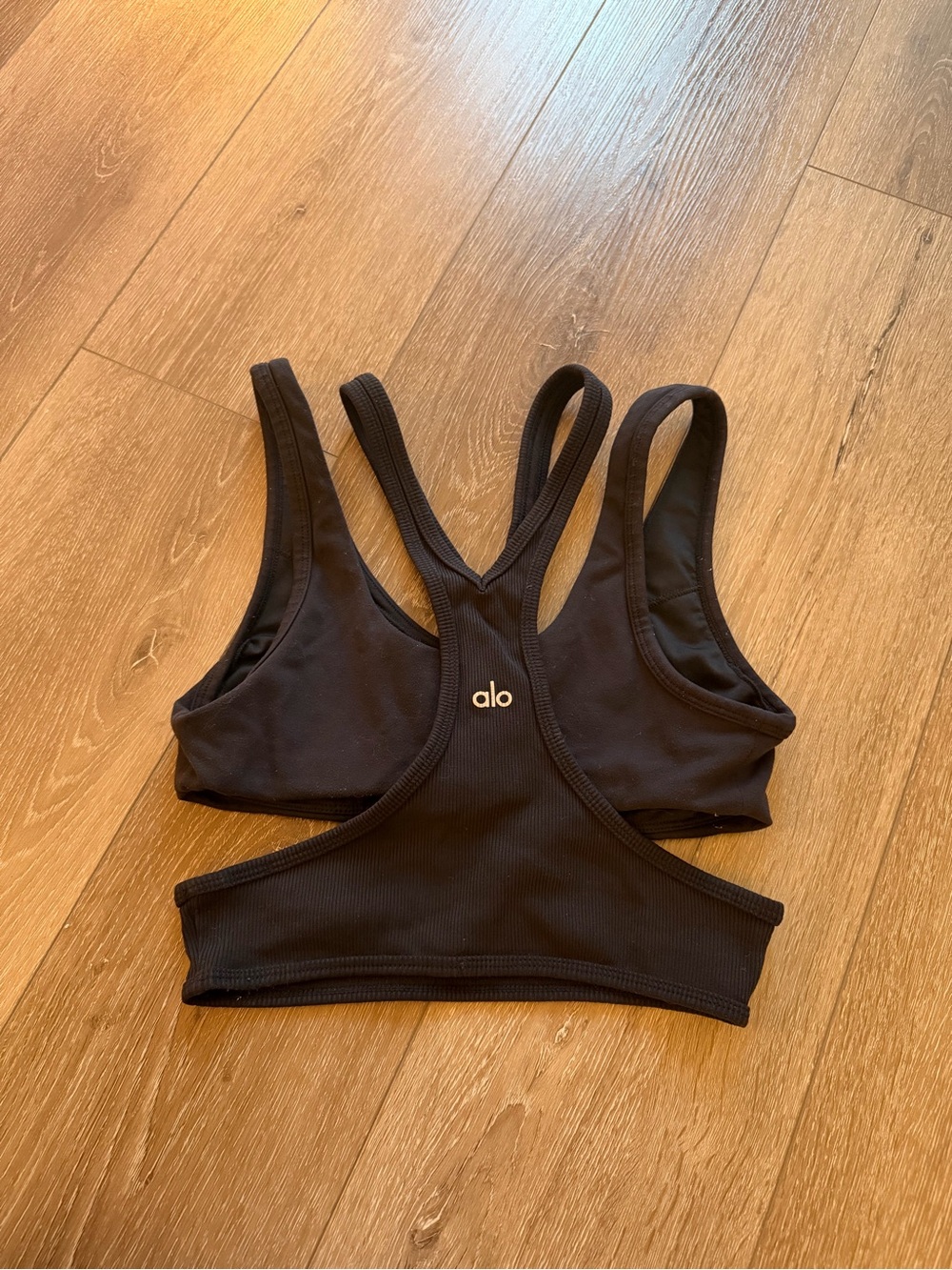 ALO Yoga Black Racerback Cutout Sports Bra